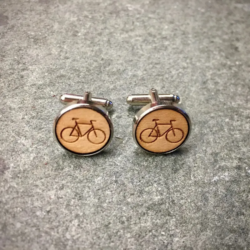 Wooden Disc Bike Cufflinks